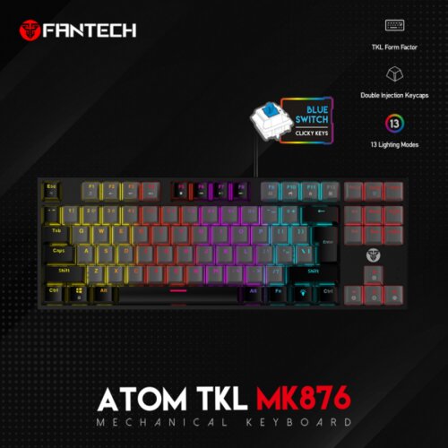 Fantech Tastatura Mehanicka Gaming MK876 RGB Atom TKL siva (Blue switch) Cene
