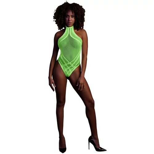 Ouch! Glow in the Dark Body with Halter Neck Neon Green S/M/L