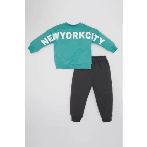 Defacto Baby Boy Printed Sweatshirt Sweatpants 2 Piece Set