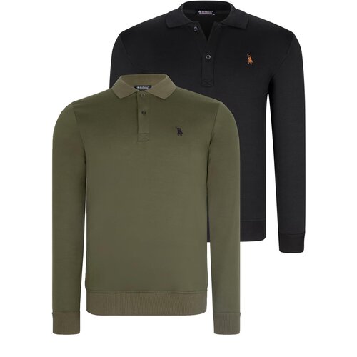 Dewberry DOUBLE SET V4007 MEN'S SWEATSHIRT-BLACK-KHAKI Cijene