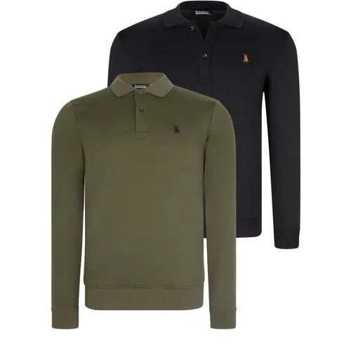 Dewberry DOUBLE SET V4007 MEN'S SWEATSHIRT-BLACK-KHAKI