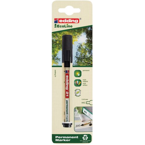 Marker permanentni 1,5-3mm okrugli vrh ecoline edding 21 crni blister Slike