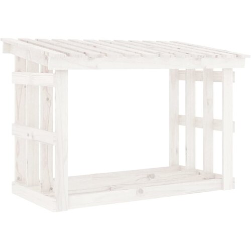 vidaXL stojalo za drva belo 108x64,5x77 cm trdna borovina, (20722717) Cene