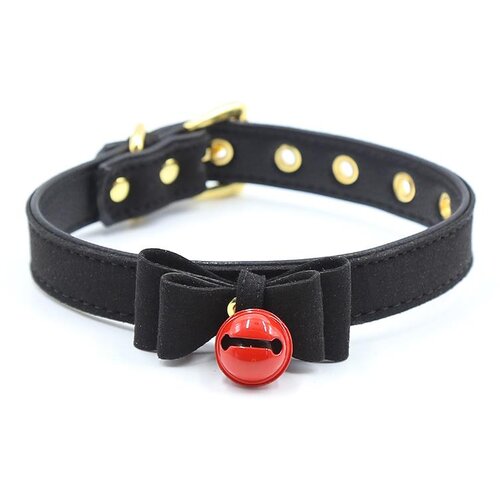 Fetish Addict Collar With Bow and Rattle 44cm Black/Red Cene