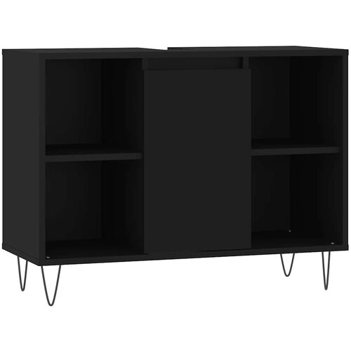 Maison Chic Kopalniška omarica - Kopalniški kabinet črna 80x33x60 cm inženirski les, (21794822) Cene