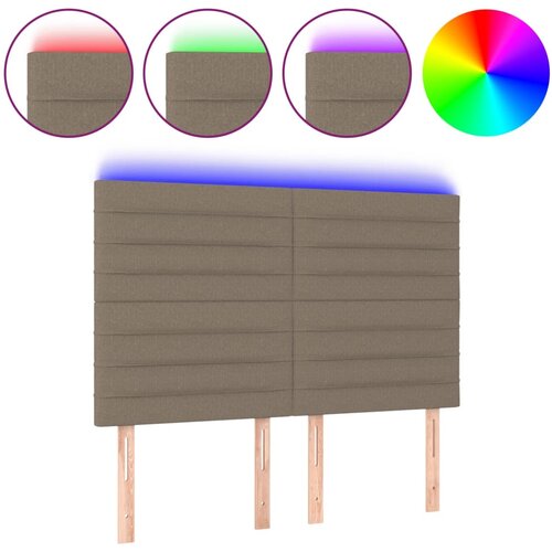 Maison Chic led posteljno vzglavje - vzglavna omarica - nočna omarica taupe 144x5x118/128 cm blago, (21706132) Slike