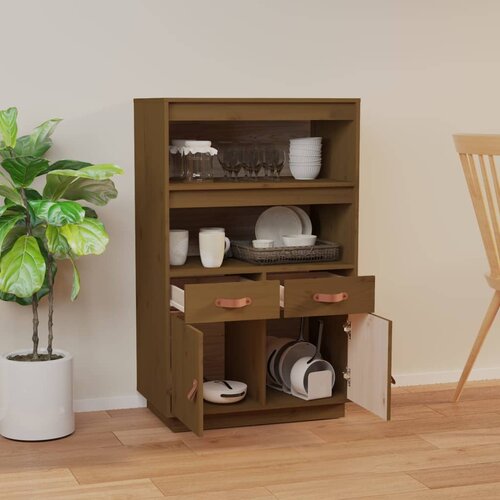  Visoka komoda boja meda 67 x 40 x 108,5 cm od masivne borovine Slike