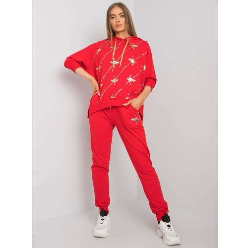 Fashion Hunters Red sweatshirt set with pants Slike