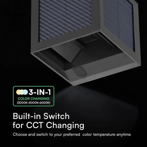  LED solarno zidno svetlo sa senzorom, LED/9W/3,7V, 3000/4000/6000K, IP65, 2600mAh, crna Slike