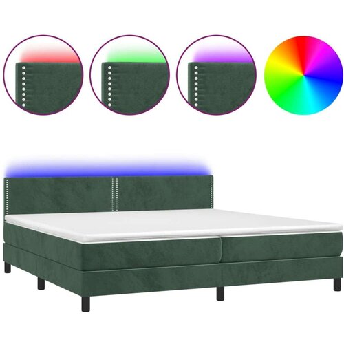  Box spring s madracem LED tamnozeleni 200x200 cm bar&amp;scaron;un Slike