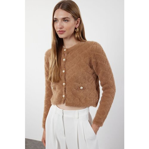 Trendyol mink shaggy knitwear cardigan Slike