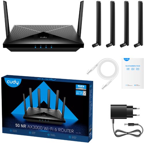 Cudy P5 wireless router Gigabit Ethernet Dual-band (2.4 GHz /5 GHz) 5G Black Slike