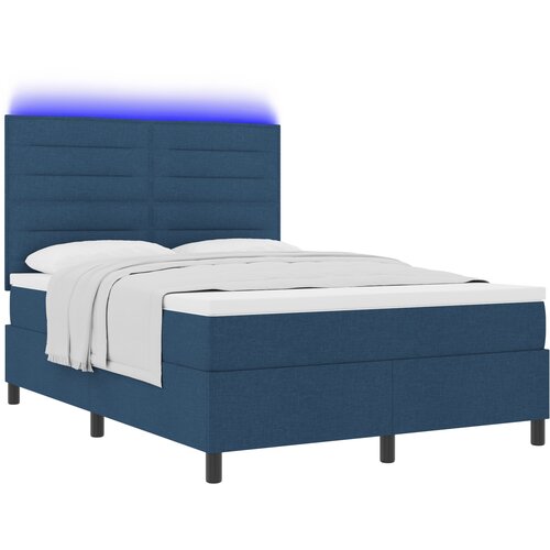 vidaXL Postelja s &scaron;katlasto vzmetjo z vzmetnico in LED modro 140x200 cm Tkanina, (22067042) Cene