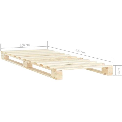 VidaXL okvir za krevet od paleta od masivne borovine 100 x 200 cm Slike
