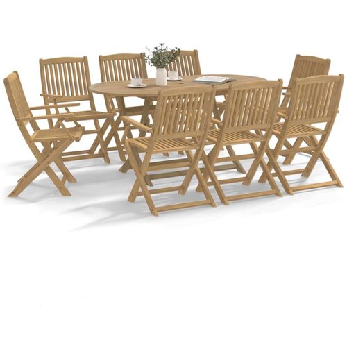  Zložljivi vrtni stoli 8 kosov 54,5x58x90 cm trdna akacija Slike