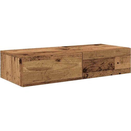  Zidna polica s ladicama staro drvo 80x33x17cm konstruirano drvo Slike