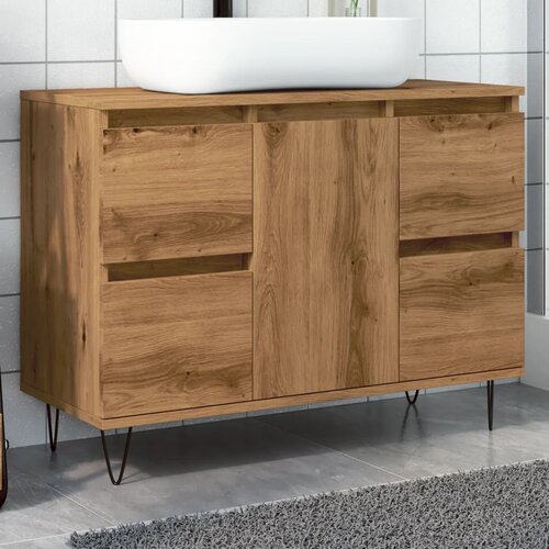 vidaXL Kopalniška omarica artisan hrast 80x33x60 cm inženirski les Cene