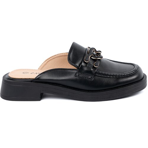 Shelvt Black low-heeled eco-leather flip-flops Cene