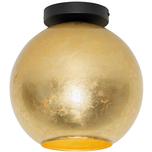 QAZQA Dizajnerska stropna svetilka črna z zlatim steklom - Bert