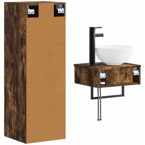 Set namje&amp;scaron;taja za kupaonicu 2 kom. Dimljeni hrast Smeđa 33 x 34,5 x 100 cm Slike