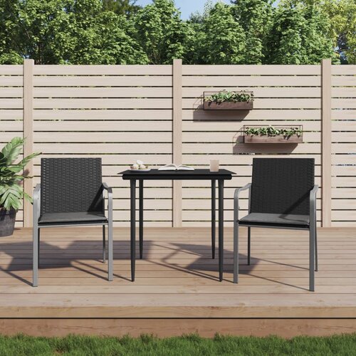 VidaXL Vrtne stolice s jastucima 2 kom crne 56x59x84 cm od poliratana Slike