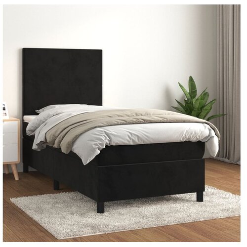  Box spring postelja z vzmetnico črn 90x190 cm žamet Cene