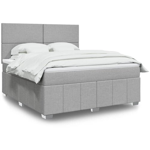 VidaXL Krevet s oprugama i madracem svjetlosivi 180x200 cm od tkanine Slike