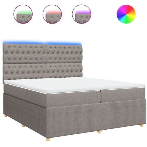 VidaXL Krevet s oprugama i madracem smeđesivi 200x200 cm od tkanine Slike