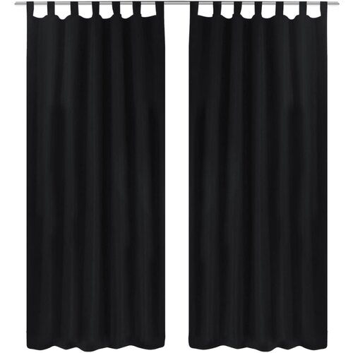 VidaXL 2 kosa črnih satenasih zaves z obročki 140 x 225 cm Slike