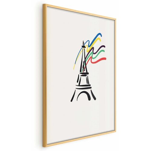  Plakat - Eiffel Tower and Colors 21x30 Zlatni okvir Cene