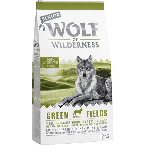 Wolf of Wilderness Ekonomično pakiranje 2 x 12 kg - SENIOR Green Fields - janjetina