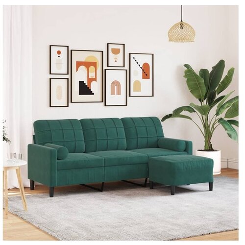 vidaXL Trosed s stolčkom za noge temno zelen 180 cm žamet Cene