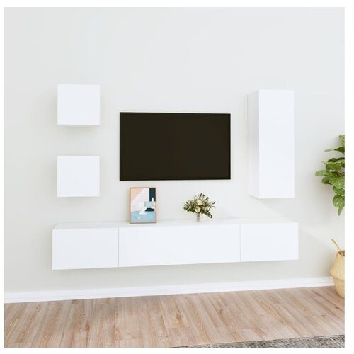VidaXL 5-dijelni set TV ormarića bijeli od konstruiranog drva Slike