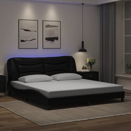 Furnova Posteljni okvir z LED lučkami črn 180x200 cm umetno usnje, (21935986) Slike