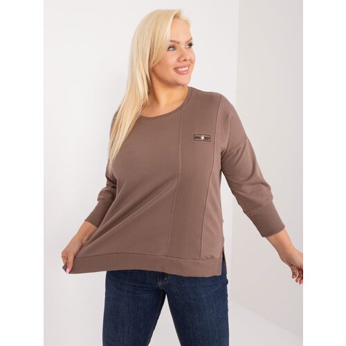 Fashion Hunters brown blouse in a larger size with 3/4 sleeves Cene