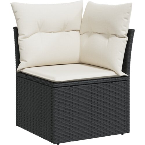 vidaXL 9-komadni set vrtnih sofa s jastučićima crni poliratan akacija, dvosjedna vrtna sofa s jastučićima crni poliratan Cene