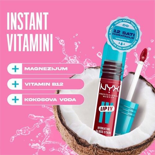 NYX Professional Makeup Lip I.V. Hydrating Gloss Stain glos za ustnice 5 ml odtenek 11 Red-y.Set.Wet! Slike