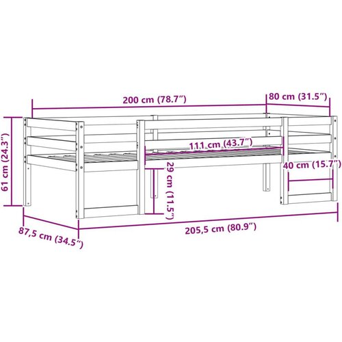 vidaXL Otro&scaron;ki posteljni okvir 80x200 cm trdna borovina Cene