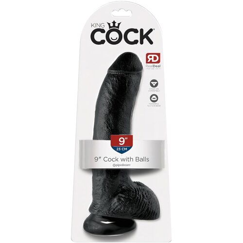 King Cock 9 - veliki, testikularni dildo (23cm) - crn Cijene