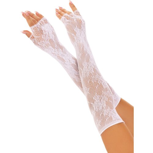 Leg Avenue Floral Net Fingerless Gloves 2034 White Slike
