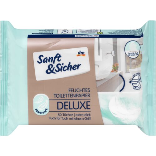 Sanft&Sicher deluxe vlažni toaletni papir – sensitive 50 kom Slike