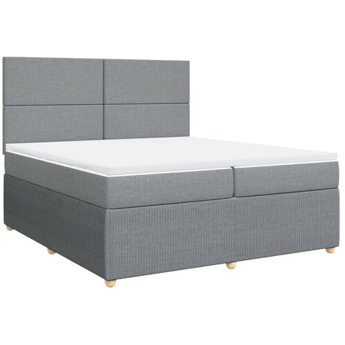 Maison Chic Box spring postelja - Vzmetna postelja z vzmetnico svetlo siva 200x200 cm blago SL24063, (21891517) Cene