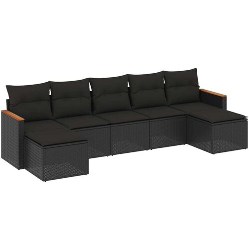 VidaXL 7-dijelni set vrtnih sofa od poliratana s jastucima crni Slike
