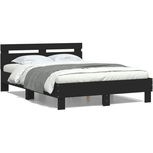 VidaXL Okvir za krevet s uzglavljem crna 120x200 cm konstruiranog drva Slike