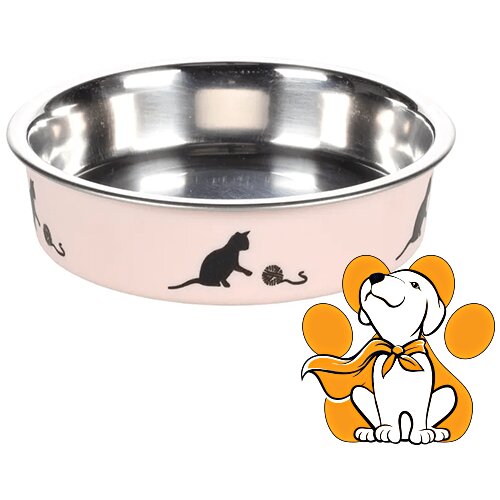 Flamingo posuda Za Mačke Od Inoksa, Antislip Sa Gumom, Roze, 10cm/160ml Cene