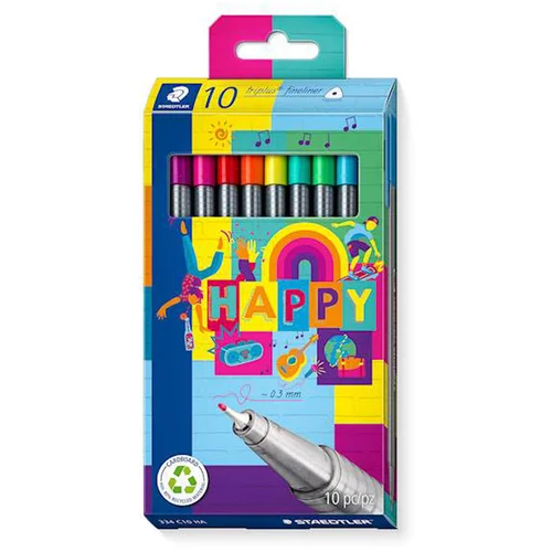 Staedtler Flomastri Fineliner Triplus Happy, 0,3 mm, 10 kosov