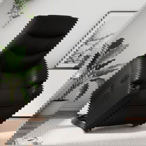 vidaXL električni naslanjač s funkcijo vstajanja črno umetno usnje Cene