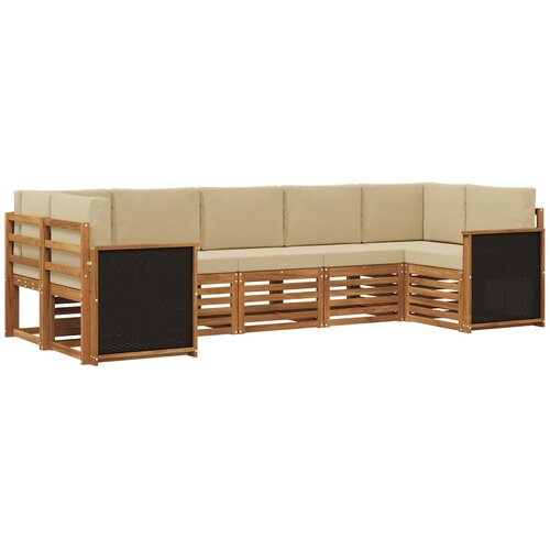 vidaXL Kotna sedežna garnitura z blazino 6 pcs Naravna, (5000283797) Cene