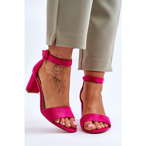 PE1 Women's Sandals On Heel suede Fuchsia Lexi