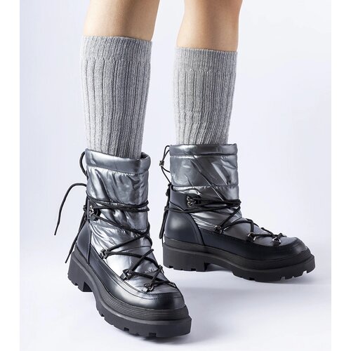 Gemre Black and gray snow boots with a drawstring Eagleville Cene